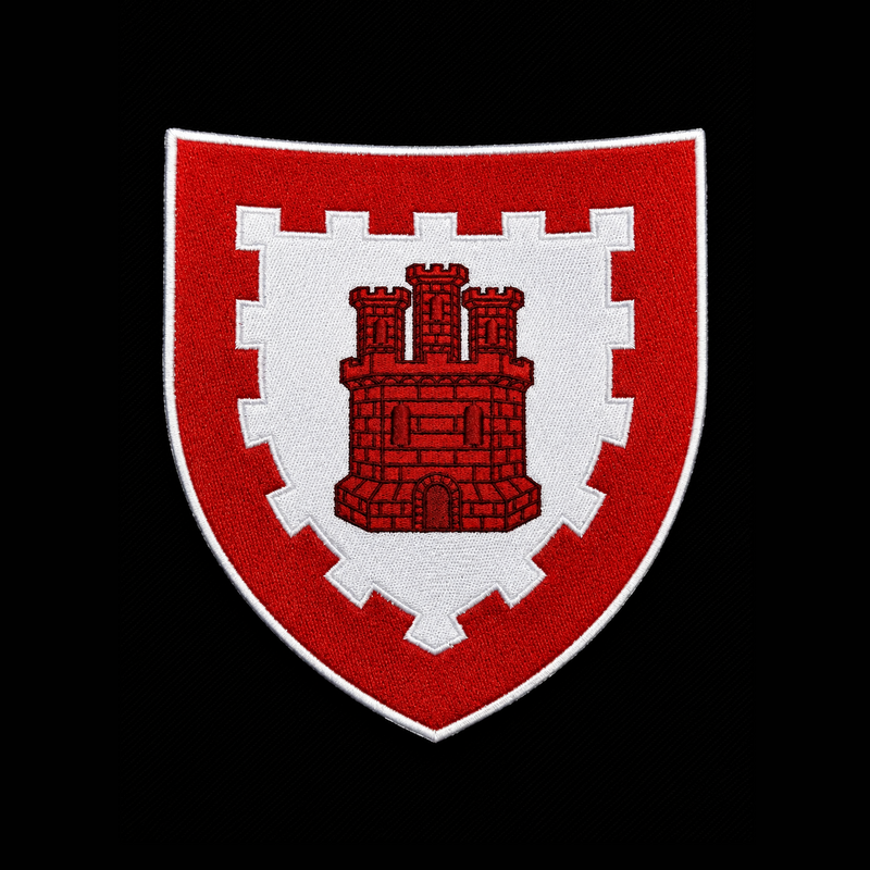 Castle Shield patch — custom embroidery by Emporium Embroidery