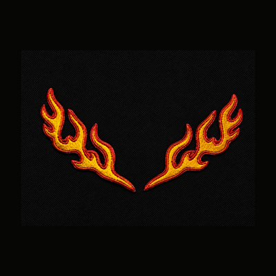 FLAMES patch — custom embroidery by Emporium Embroidery