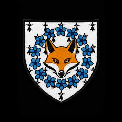FOX SHIELD patch — custom embroidery by Emporium Embroidery