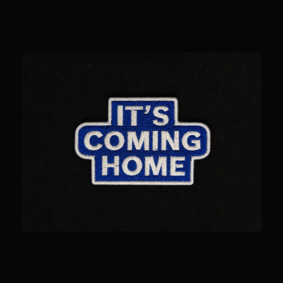 IT'S COMING HOME patch — custom embroidery by Emporium Embroidery