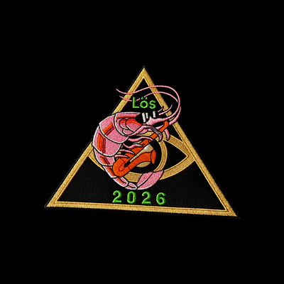 Nice prawn patch — custom embroidery by Emporium Embroidery
