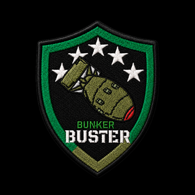 Bunkerbuster patch — custom embroidery by Emporium Embroidery