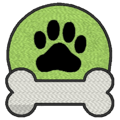 Paw Green with Black Iron-On Patch